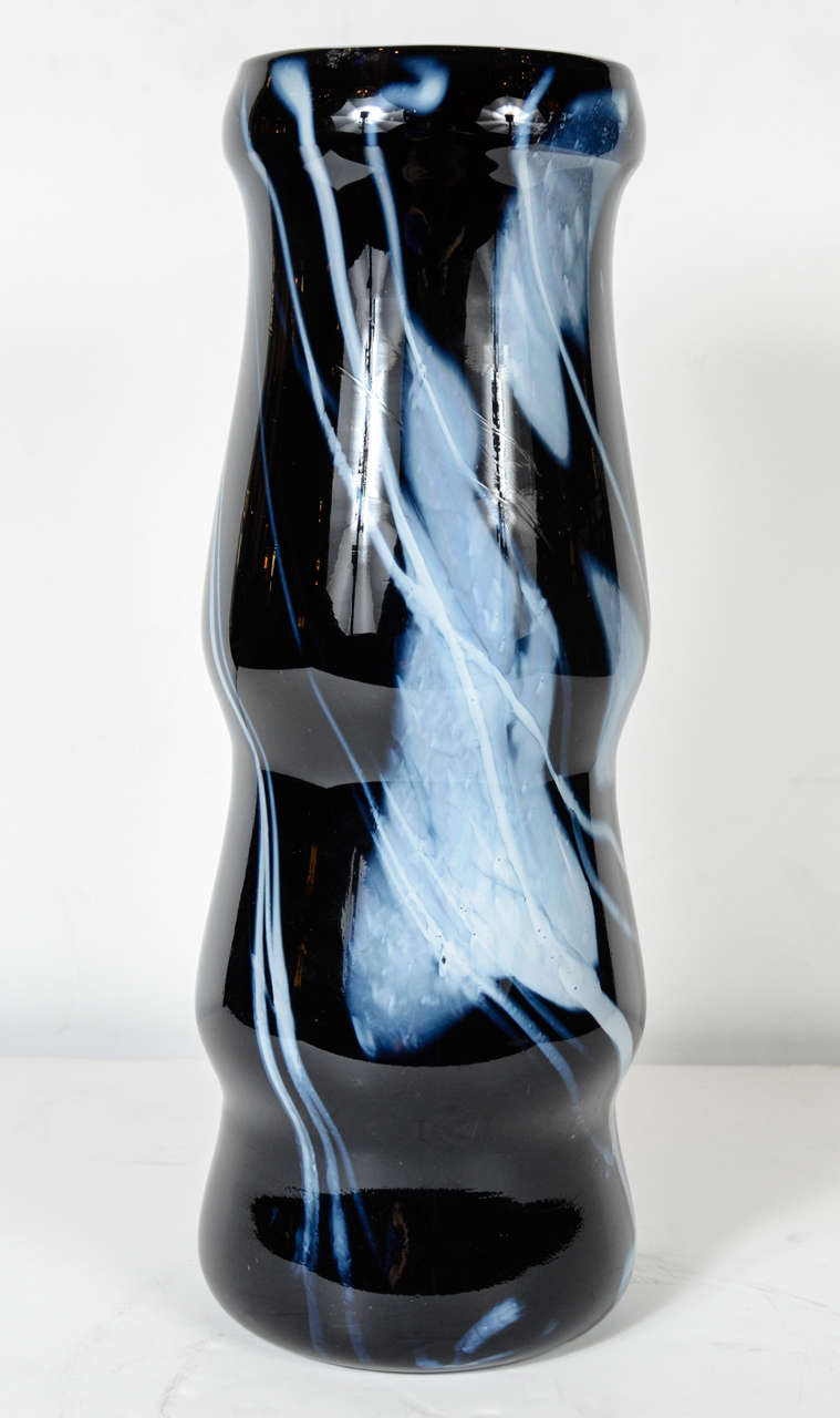 American Modernist Hand Blown Balistrade Form Vase By Fostoria