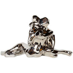 Modernist Embrace Ceramic Cubist Form Sculpture