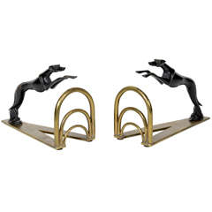 Pair of Art Deco Leaping Greyhound Book-Ends in the Manner of Hagenauer‎