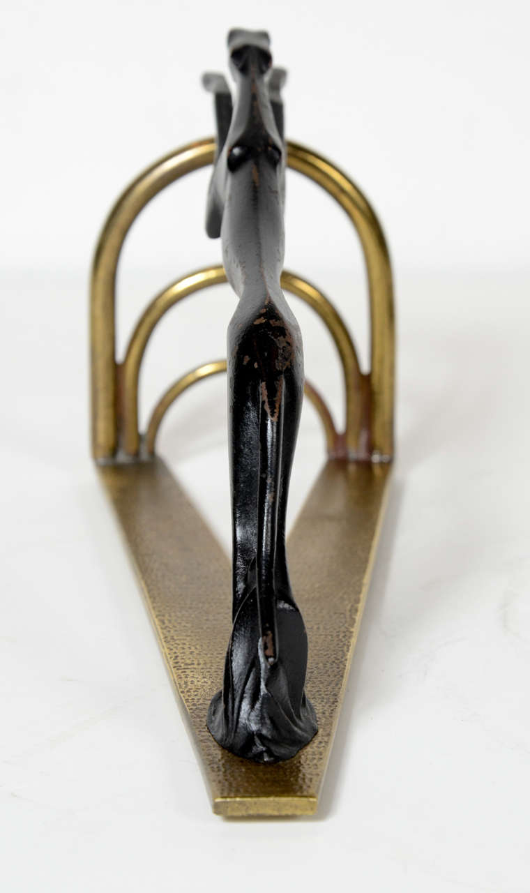 Pair of Art Deco Leaping Greyhound Book-Ends in the Manner of Hagenauer‎ 1