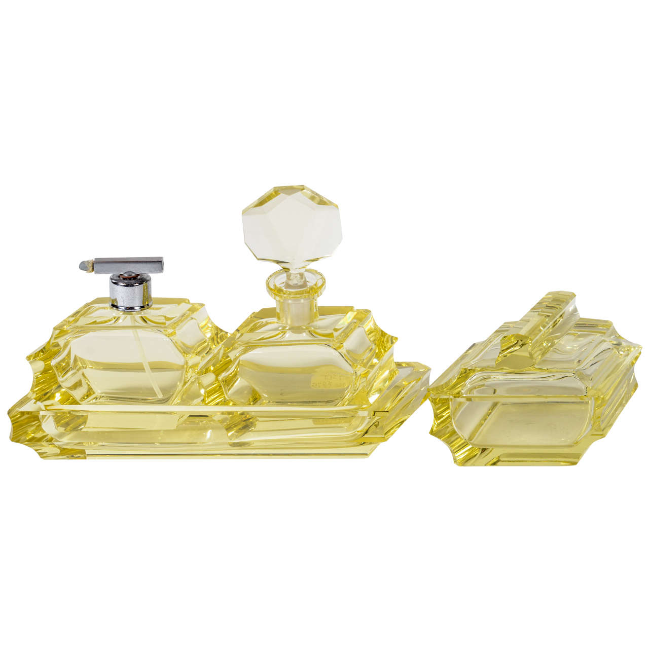 Elegant Art Deco 4Piece Vanity Set at 1stDibs