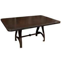 USA Industrial Reclaimed Steel Top Table with Lathe Base
