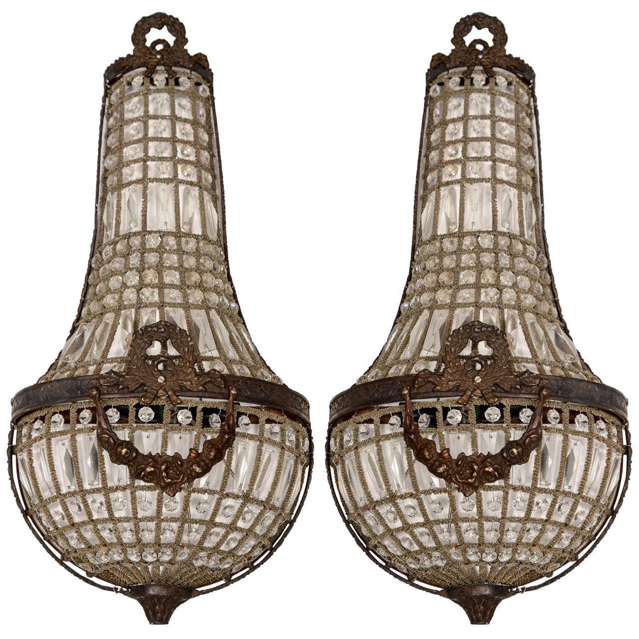French Pair of Large Empire Sconces For Sale