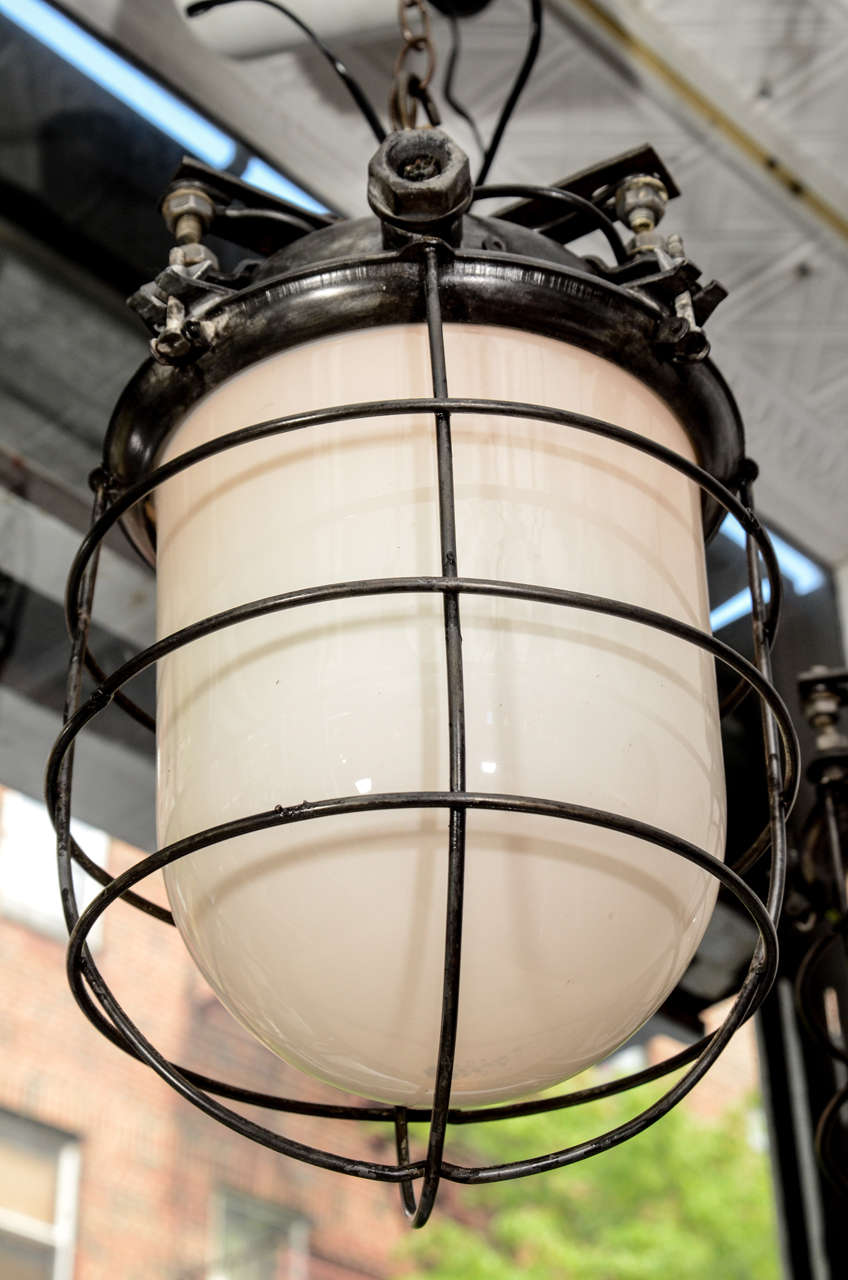 USA Pair of Ship Galley Caged Pendant Lights 2