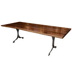 Olde Growth Walnut Table with Brushed Steel Legs Olde Growth Walnut Table with Brushed Steel Legs