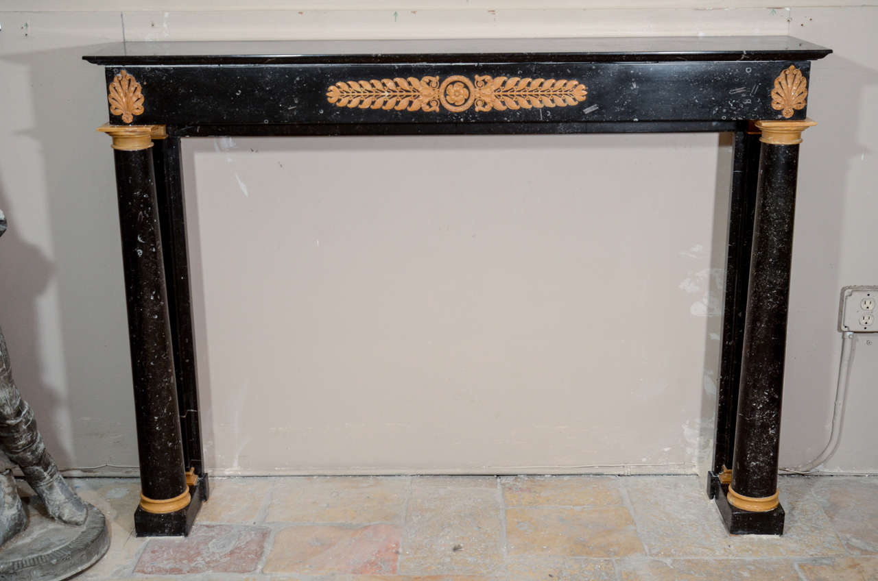 Unusual Black and Sienna Marble Mantel from Park Ave, NYC