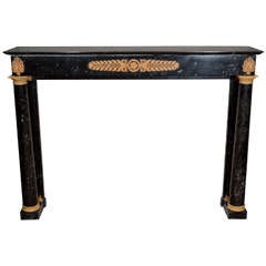 Antique Unusual Black and Sienna Marble Mantel from Park Ave, NYC