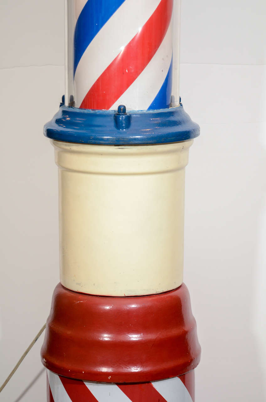 Primitive Extremely Rare Original Lighted Rotating Barber Pole