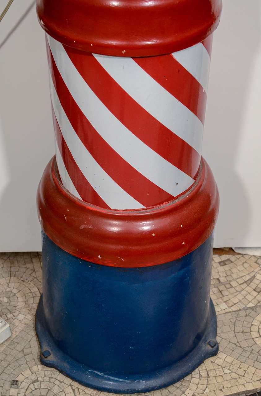 20th Century Extremely Rare Original Lighted Rotating Barber Pole