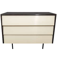 Florence Knoll Black Lacquered and White Front 3 Drawer Dresser