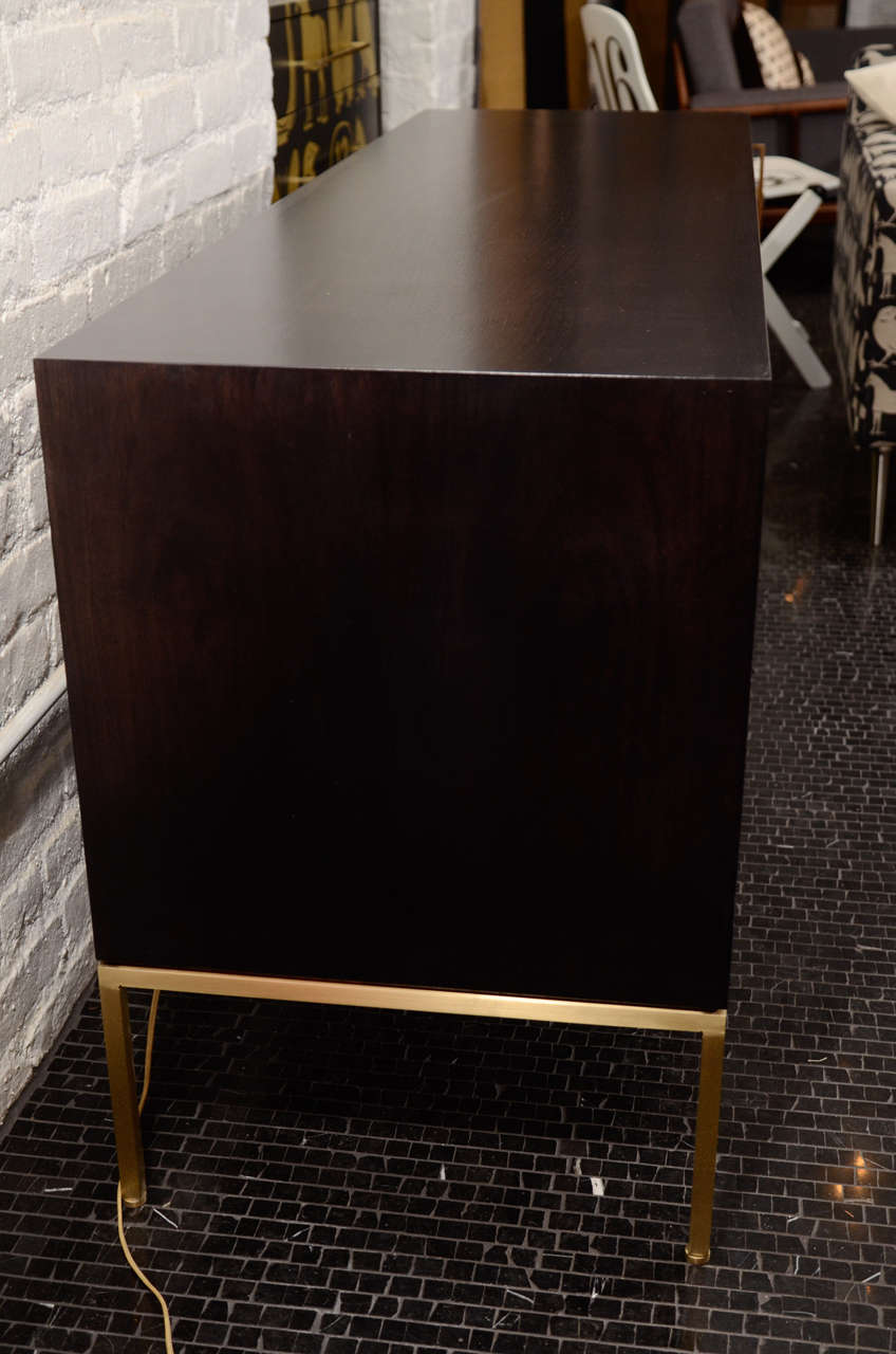 Ebonized Walnut, Cane and Brass Credenza For Sale 2