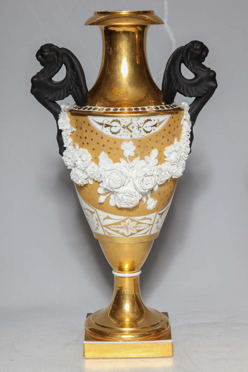 19th Century Rare Pair of Neoclassical Porcelain Vases, Possibly Russian, Early 1800s For Sale