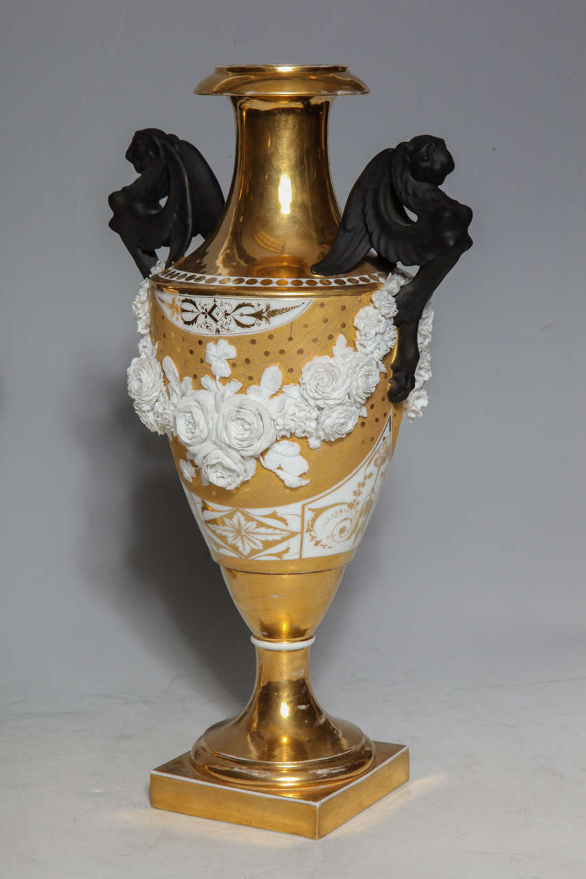 Rare Pair of Neoclassical Porcelain Vases, Possibly Russian, Early 1800s For Sale 6