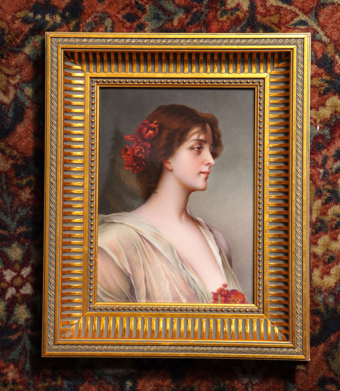 KPM Hand Painted Porcelain Plaque of a Young Beauty