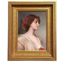 KPM Hand Painted Porcelain Plaque of a Young Beauty