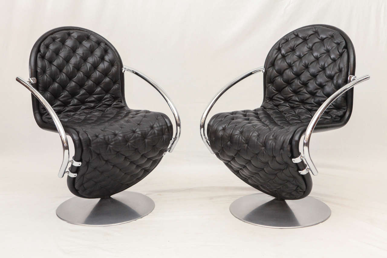 Pair of Verner Panton System 1-2-3 chairs designed in 1973 and produced by Fritz Hansen.