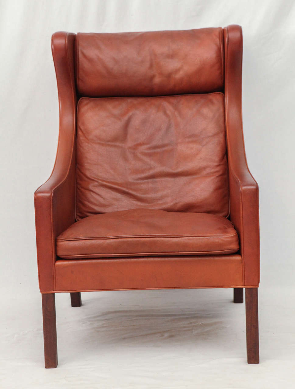 Borge Mogensen Leather Wingback Chair Designed in 1964 And Produced By Fredericia Stolefabrik