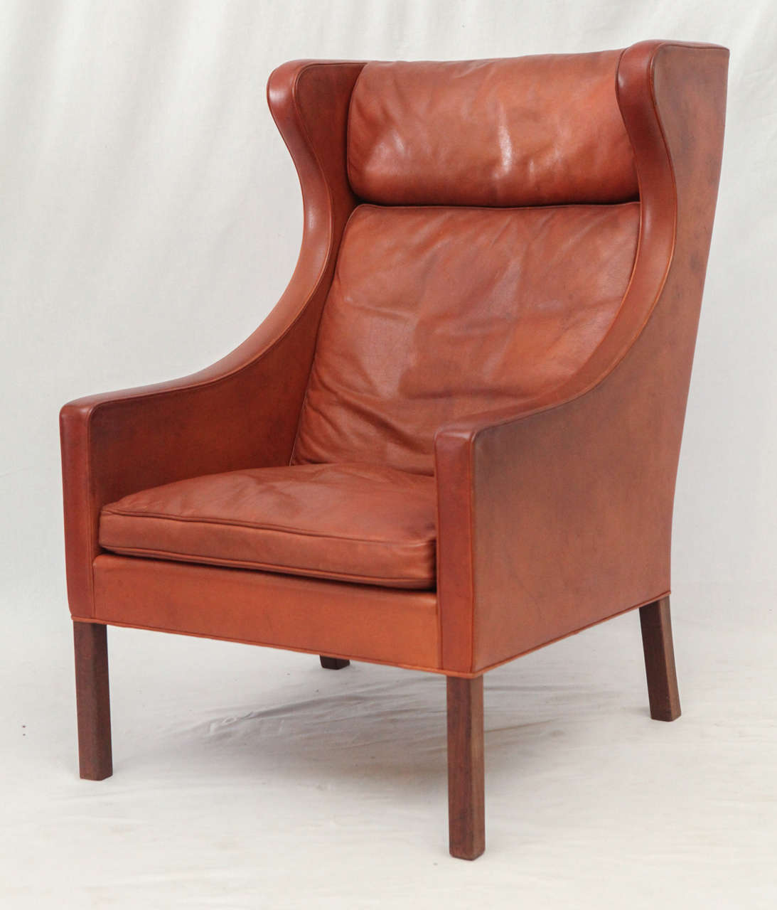 Mid-Century Modern Borge Mogensen Leather Wingback Chair