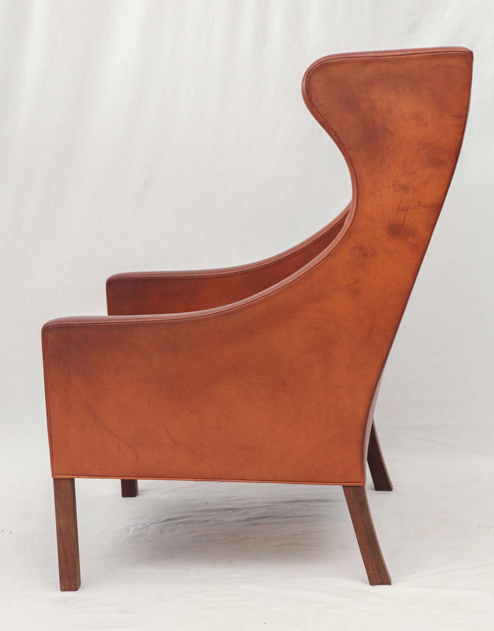 Danish Borge Mogensen Leather Wingback Chair