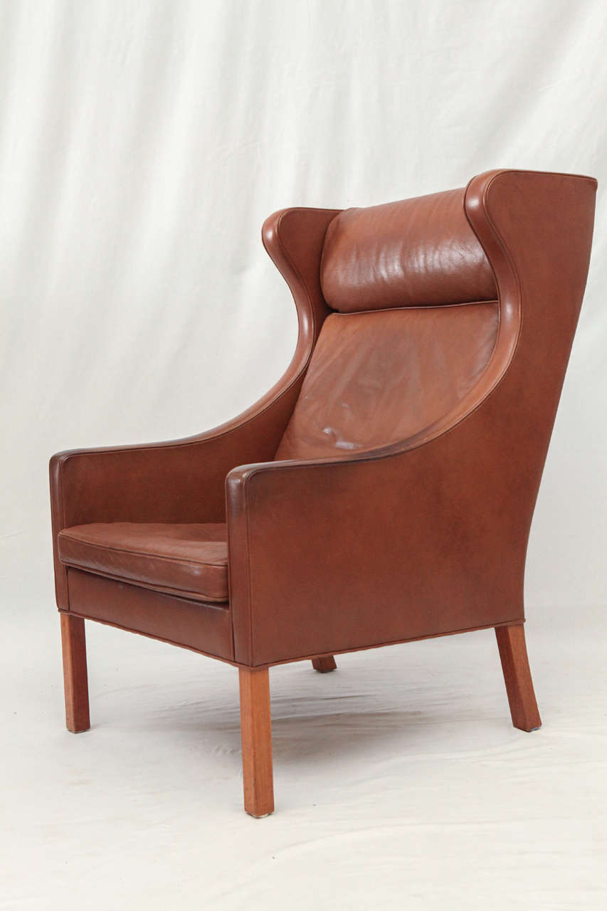 Mid-Century Modern Borge Mogensen Leather Wingback Chair