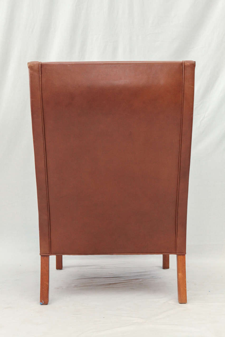 Late 20th Century Borge Mogensen Leather Wingback Chair