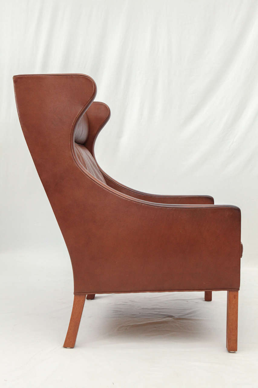 Mahogany Borge Mogensen Leather Wingback Chair