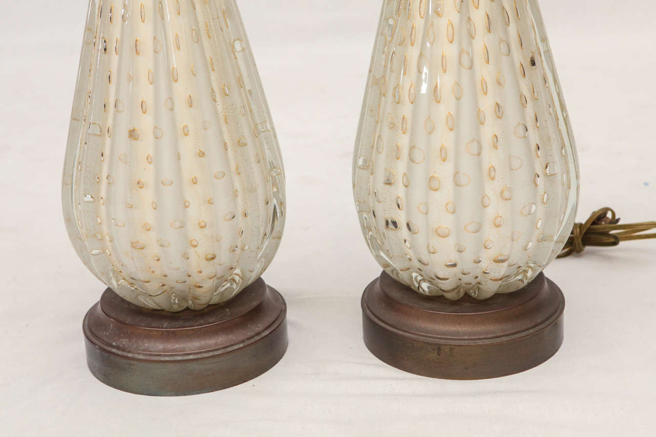 Mid-Century Modern Pair of Barovier & Toso Bubble Lamps