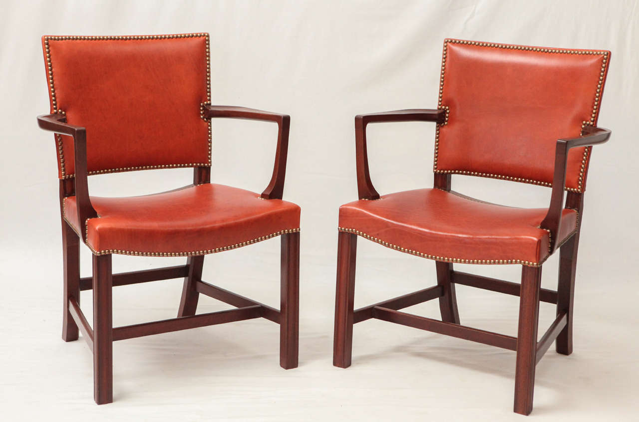 Pair of Kaare Klint armchairs designed in 1927 and produced By Rud Rasmussen.