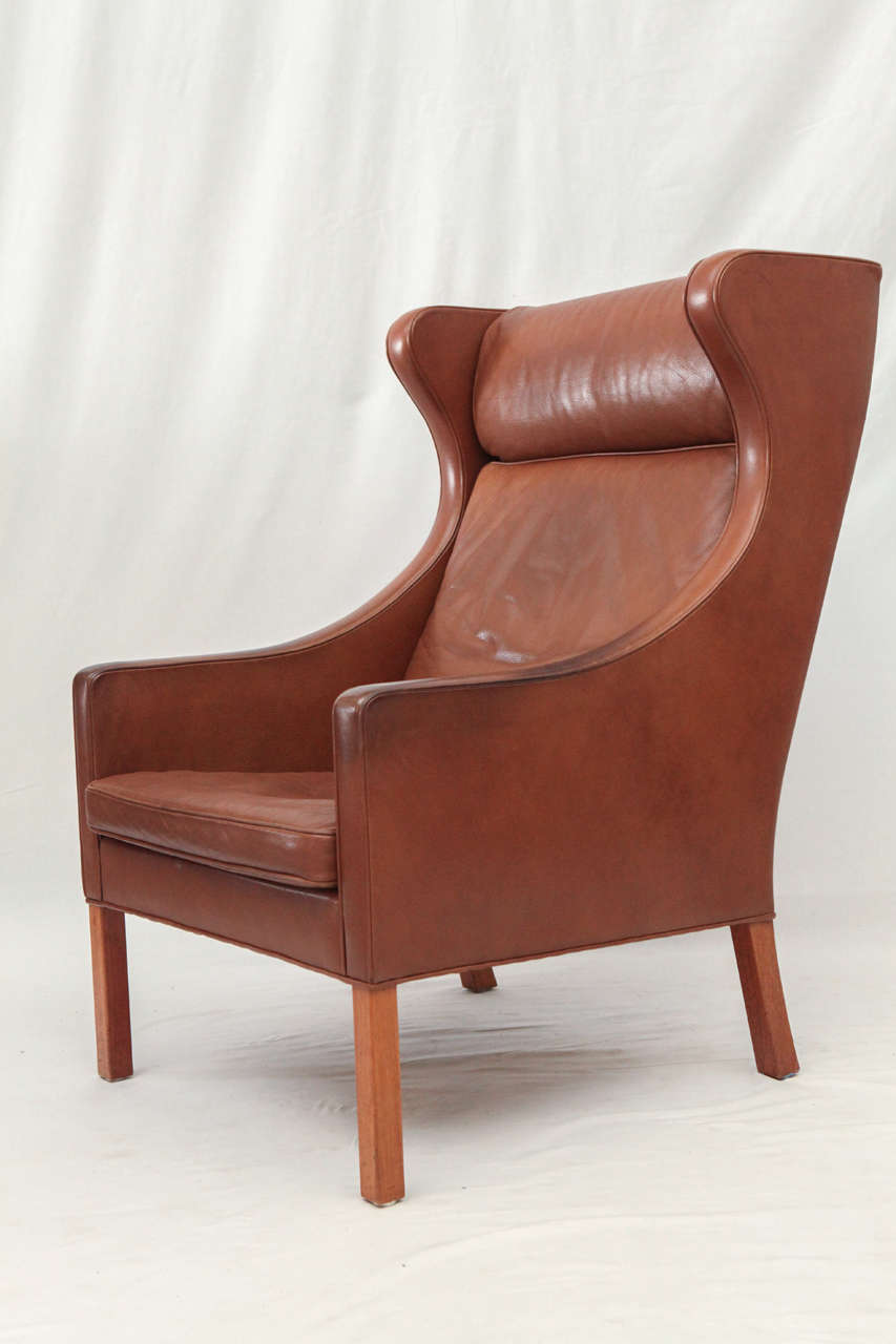 Borge Mogensen Leather Wingback Chair at 1stdibs