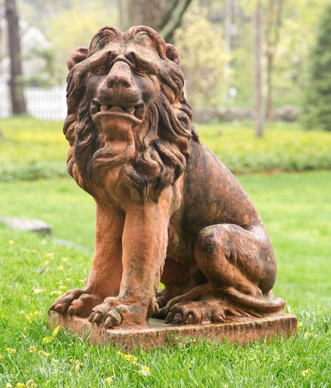 French Sculptures of Lions in Terra Cotta