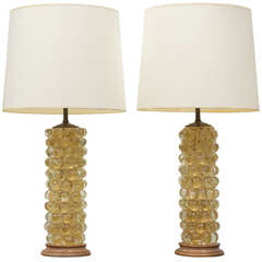Beautiful Pair of Ercole Barovier Lenti Table Lamps