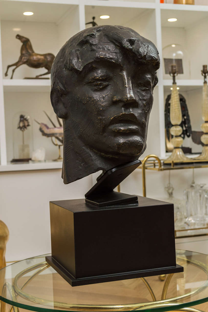 Mounted Bronze bust by artist Marijan Kockovic.
Marijan exhibited  in more then 100 art presentations all over the world: Canada , USA , European countries, Russia , Japan and all ex Yugoslavian Republics , during 45 years period. He originated