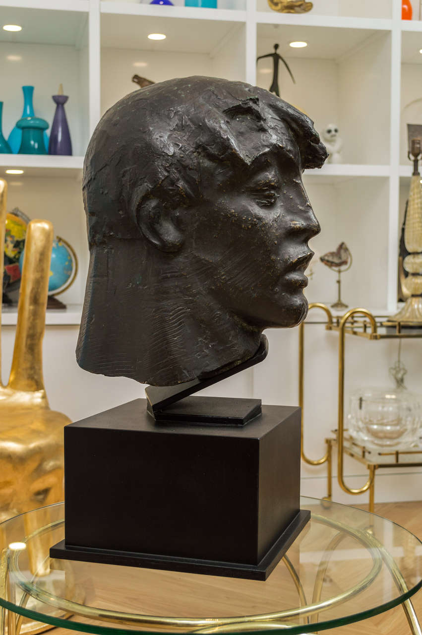 Late 20th Century Marijan Kockovic  Bronze Male Bust For Sale