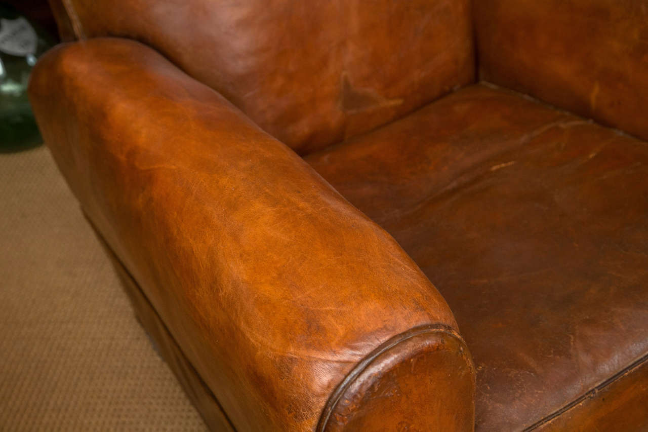 art deco leather club chair