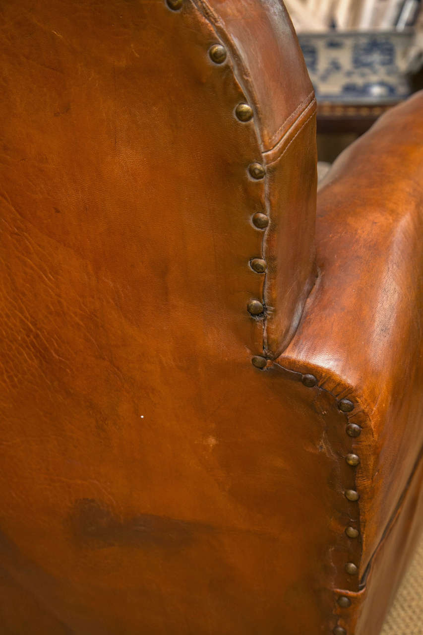 French Art Deco Period Leather Club Chair 1