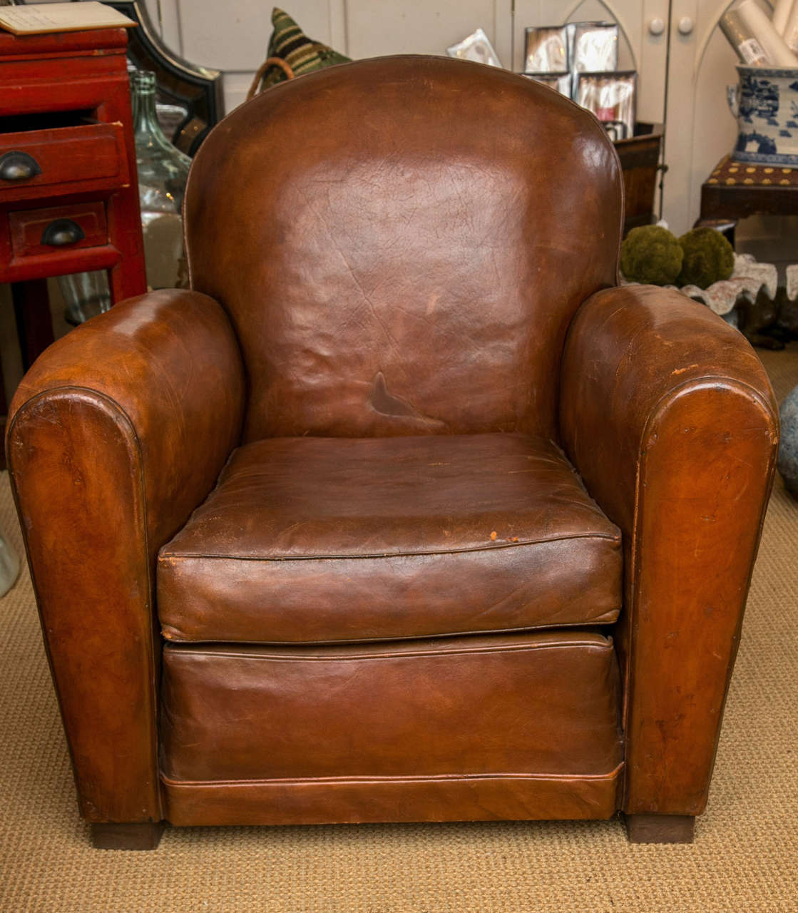 French Art Deco Period Leather Club Chair 3