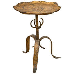 Petite French Gilt Metal Flower Form Gueridon Table