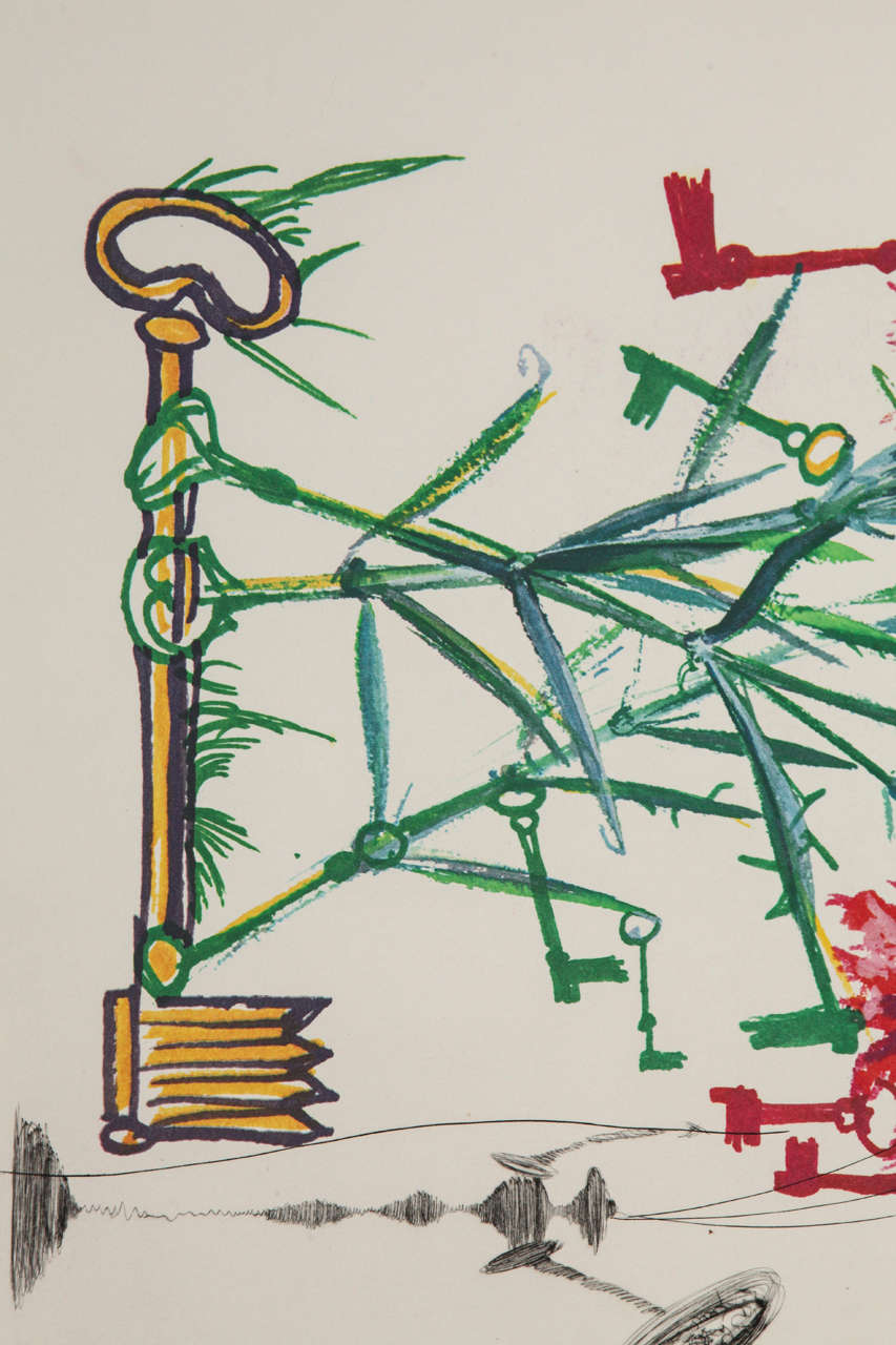 Late 20th Century Signed Salvador Dali  Florals Print 
