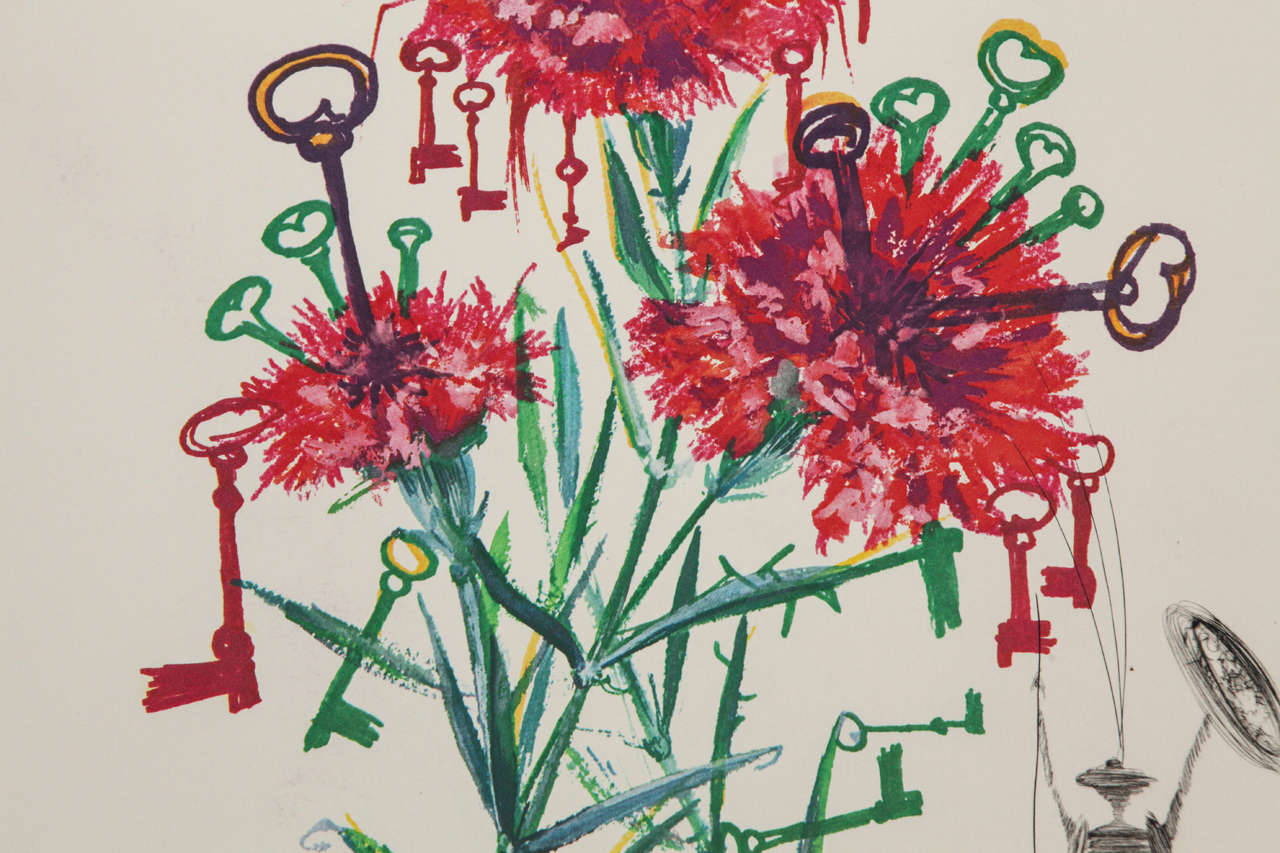 Signed Salvador Dali  Florals Print 
