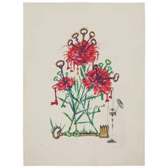 Vintage Signed Salvador Dali  Florals Print "Carnation"