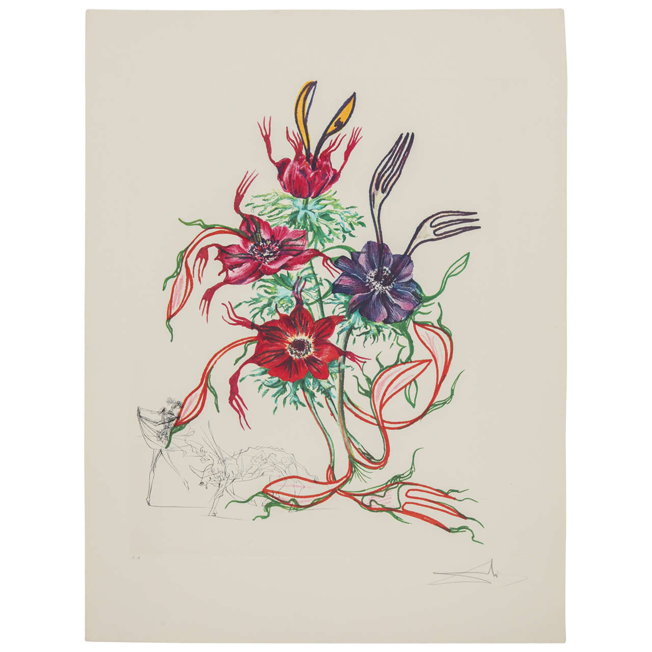 Signed Salvador Dali  Florals Print "Anemone Tauramiche" For Sale