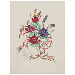 Signed Salvador Dali  Florals Print "Anemone Tauramiche"