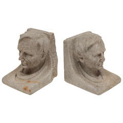 Pair of Cornice Pieces, Stone Busts of Lincoln, Circa 1930s