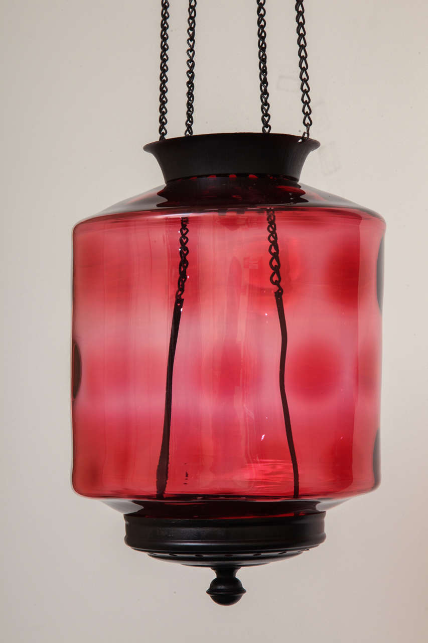 Anglo-Indian Anglo Indian Cranberry Colored Lantern For Sale