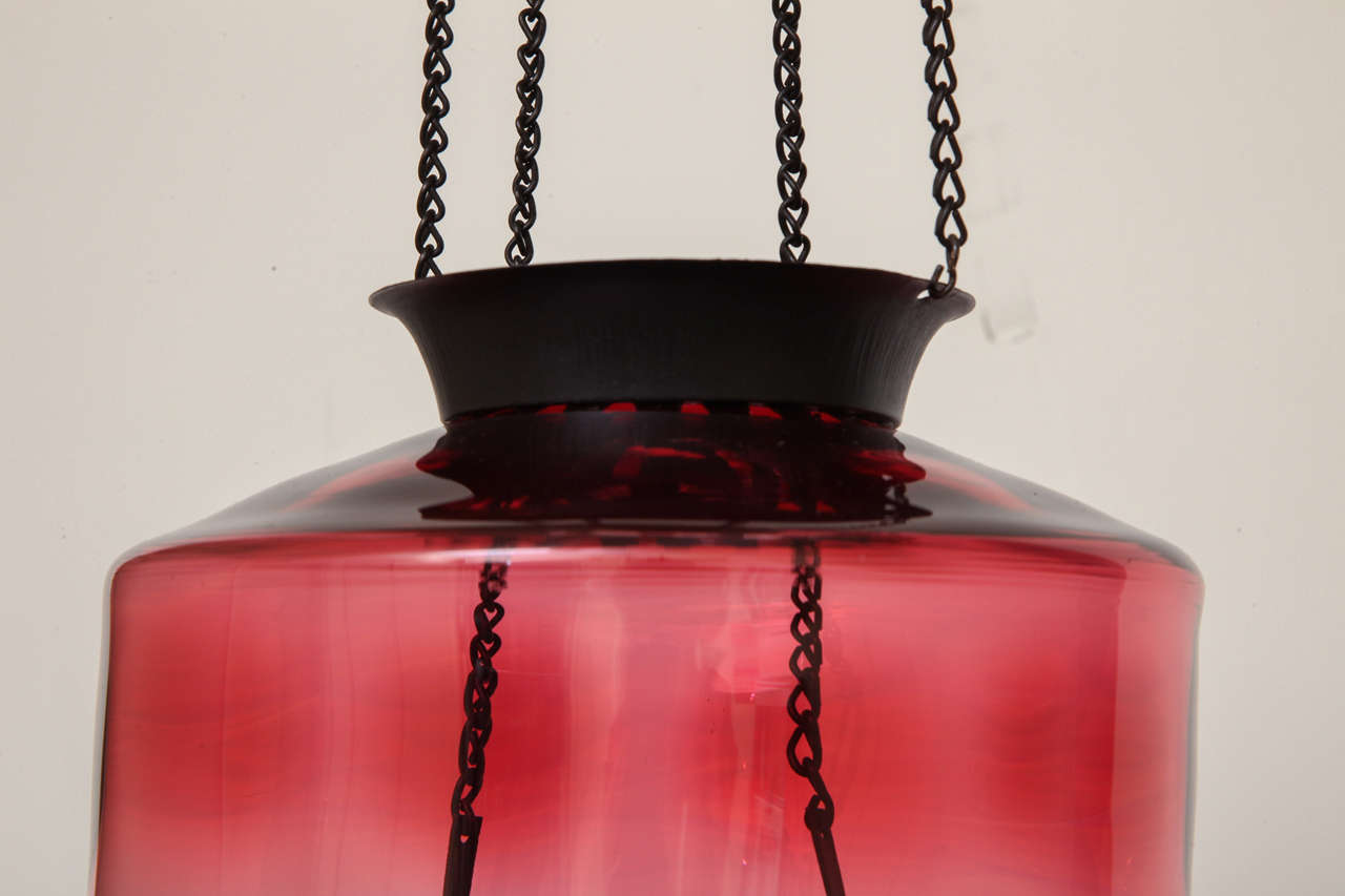 Anglo Indian Cranberry Colored Lantern In Excellent Condition For Sale In New York, NY