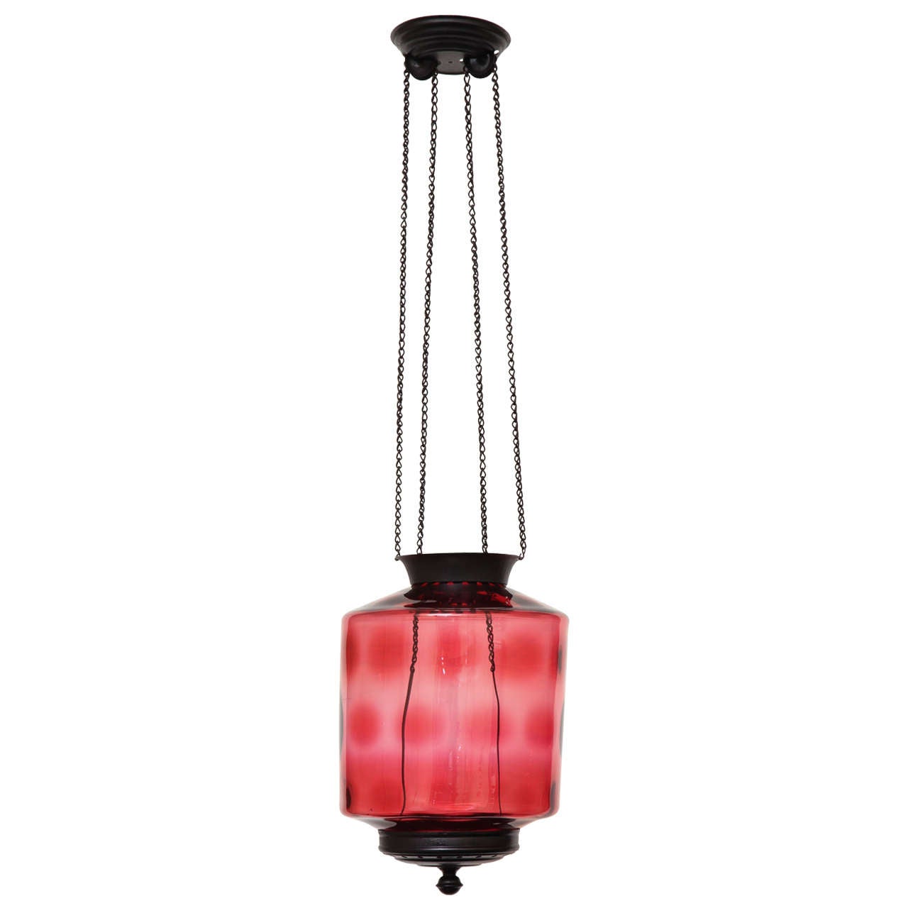 Anglo Indian Cranberry Colored Lantern For Sale
