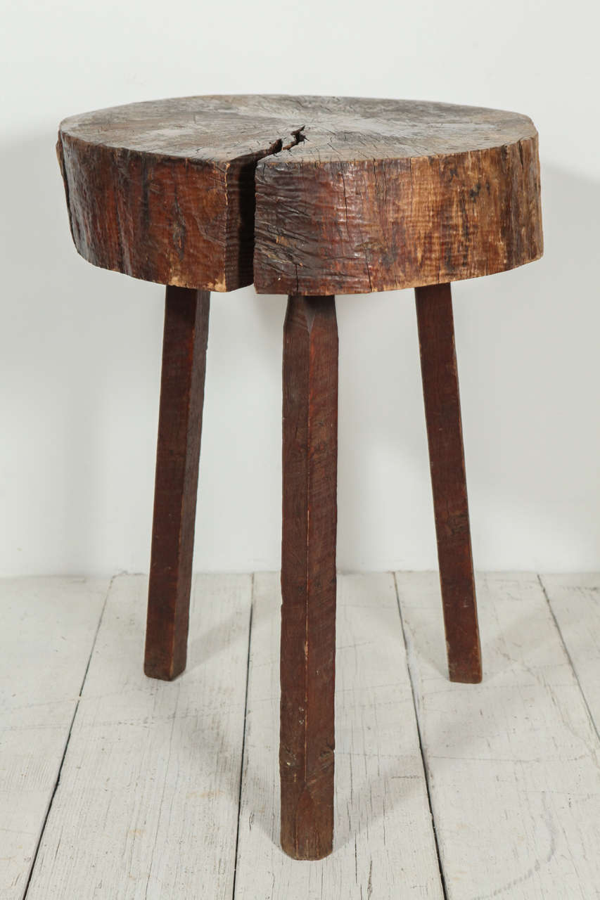Rustic Wood Block Tall Side Table 1