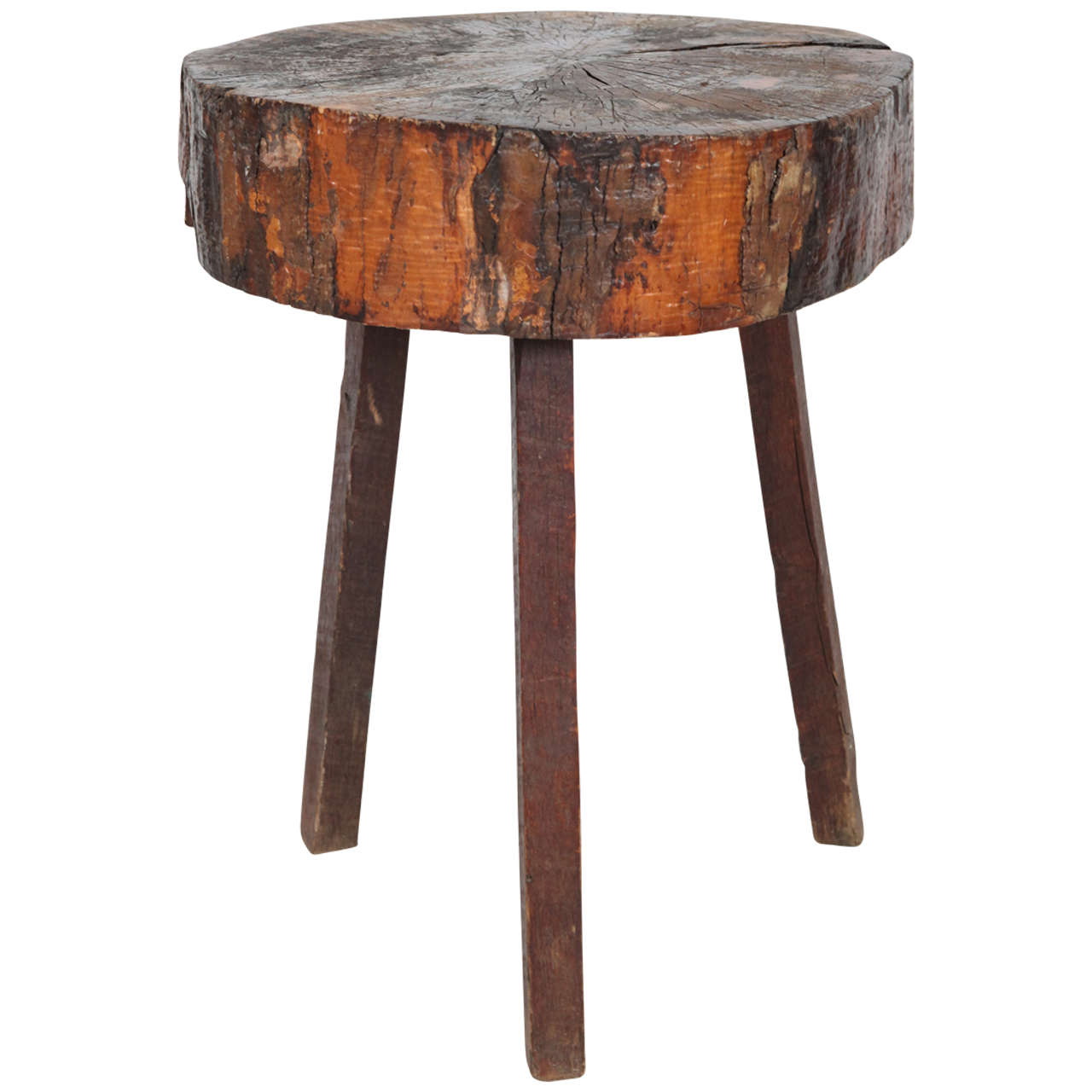 Rustic Wood Block Tall Side Table At, Tall Round Side Table Uk