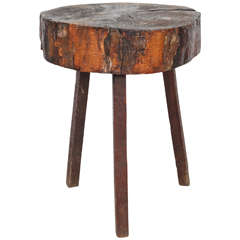 Vintage Rustic Wood Block Tall Side Table