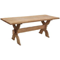 Worn Oak Trestle Table / Bench